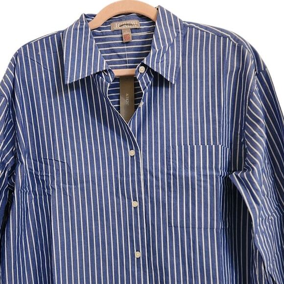 NWT J. Crew Relaxed Cotton Poplin Pajama "Shirt Only" In Stripe S - Picture 3 of 8